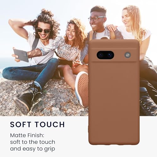 kwmobile Case Compatible with Google Pixel 7a Case - Protective Slim TPU Phone Cover - Soft Matte Finish - Mocha - color: Mocha