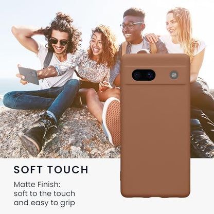 kwmobile Case Compatible with Google Pixel 7a Case - Protective Slim TPU Phone Cover - Soft Matte Finish - Mocha - color: Mocha