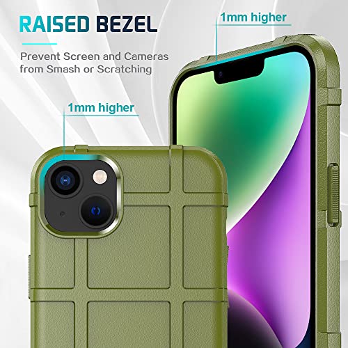 Rugged Shield 8ft Drop Proof TPU Thick Armor Tactical Protective Case Compatible with iPhone 14 Plus (6.7 inches) - Army Green - color: Army Green, size: iPhone 14 Plus