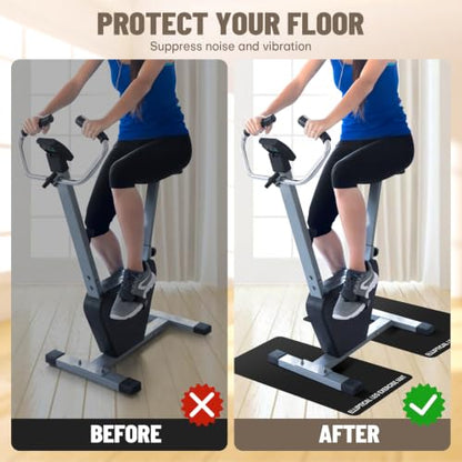 Under Desk Elliptical Mat - Non-Slip Exercise Equipment for Peloton Bike, Small Exercise Mat for Desk Workout Equipment - color: Black 1 Pc