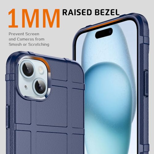 Rugged Shield 8ft Drop Proof TPU Thick Armor Tactical Protective Case Compatible with iPhone 15 Plus (6.7 inches) - Navy Blue - color: Navy Blue, size: iPhone 15 Plus