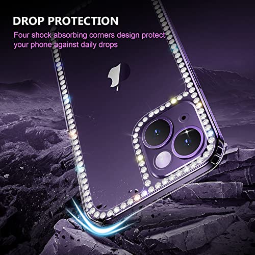 iPhone 14 Plus Women's Case - 3D Glitter Sparkle, Shiny Crystal Charms, Rhinestone Diamond, Clear Soft TPU Bumper - size: iPhone 14 Plus