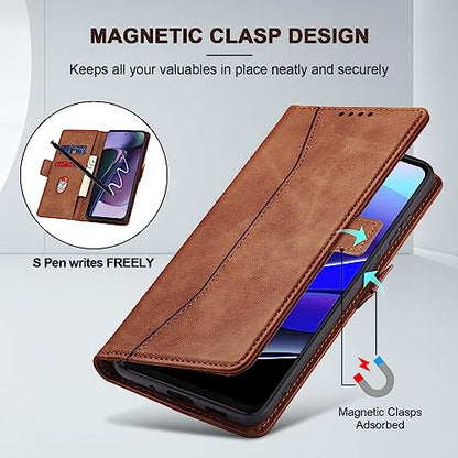Jasonyu Flip Wallet Case for Moto G Stylus 5G (2023),Leather Magnetic Folio Cover with Card Holder,Kickstand - TPU Shockproof Durable Protective Phone Case,Brown | PU Leather Magnetic Folio Cover,with Card Holder,Kickstand,TPU Shockproof,Durable,Protectiv