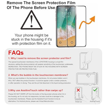 33ft Snorkeling Phone Case, Gen 4 IP68 Waterproof Housing for iPhone 16/15/14/13/12/11 Pro Max Samsung Galaxy S24/S23/S22, Touchscreen Full Protection - color: Black_Blue