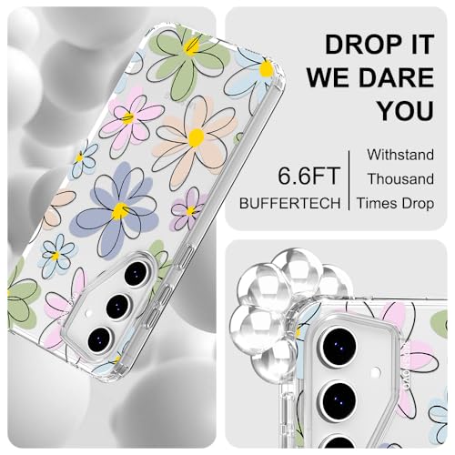 MOSNOVO Case for Samsung Galaxy S24 FE, [Buffertech 6.6ft Military-Grade Drop Protection] [Anti Peel Off Tech] Clear TPU Bumper Phone Case Cover Design - Linear Blooms - color: Clear - Linear Blooms, size: Samsung Galaxy S24 FE