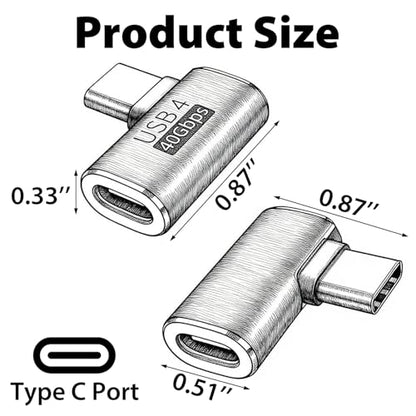 Cyberguys! USB C Right Angle Adapter PD 240W for Thunderbolt 4/3, 2-Pack - style: Angle-Flat