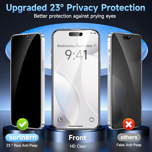 3 Pack Privacy Screen Protector Compatible for iPhone 16 Pro Max - size: 16 Pro Max