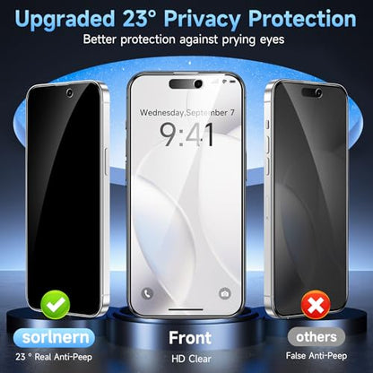 3 Pack Privacy Screen Protector Compatible for iPhone 16 Pro Max - size: 16 Pro Max