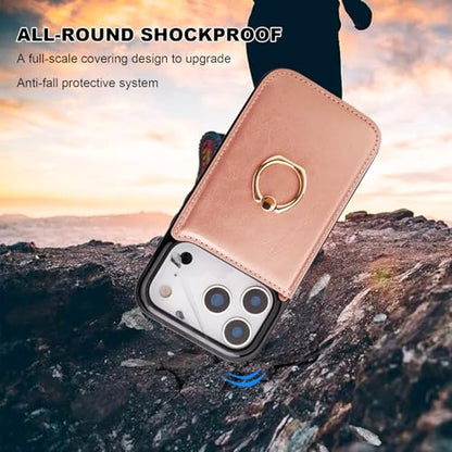 ONETOP for iPhone 18/17 Pro Wallet Case with Credit Card Holder,Rosegold - color: Rose Gold