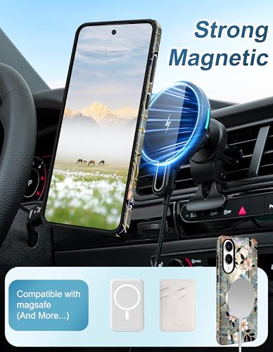 Magnetic Phone Case for Samsung Galaxy A16 5G, Bird | Compatible with Magsafe, Cute Stained Glass Flower Stand Ring Holder Aesthetic, Protective Phone Cover for Women Girls - color: Stained Glass Flower Bird