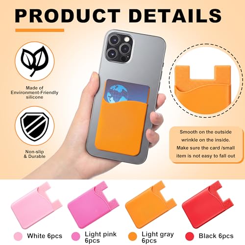 Frienda 24 Pcs Phone Card Holder Adhesive Silicone Wallet, Bright Color - color: Bright Colors