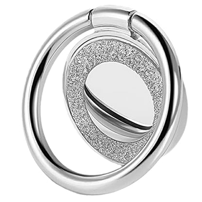 Cell Phone Ring Holder Finger Kickstand Turns 360° Degrees & 180° Degrees Adjustable to Fit Your Needs Helps Stabilize Phone for Selfies iPhone Stand Phone Grip Circle Bling 52014 (Silver) - color: Silver