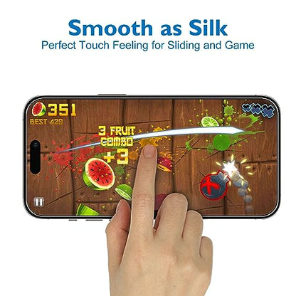 Mothca 2 Pack Matte Glass Screen Protector for iPhone 15 Pro [6.1 inch] + 2 Pack Camera Lens Protector, Anti-Glare & Anti-Fingerprint Case Friendly Tempered Glass Film, Bubble Free, Smooth as Silk