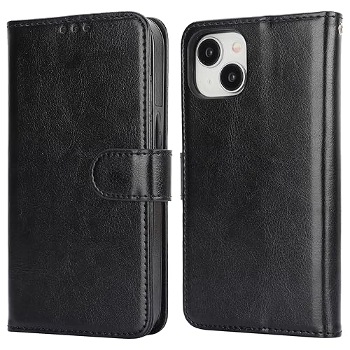 Bocasal Detachable Wallet Case Card Holder for iPhone 15, Black | RFID Blocking Kickstand Card Slots Holder PU Leather Magnetic Shockproof Wrist Strap Removable Flip Protective Cover 6.1 inch - color: Black