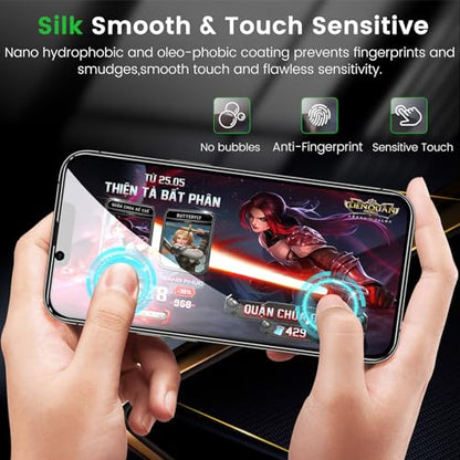 Romkasi 3 Pack Privacy Screen Protector for iPhone 13 6.1 Inch with 3 Pack Camera Lens Protector, Anti Spy Tempered Glass Film, Anti-Scratch, Touch Sensitive, Case Friendly - color: iPhone 13