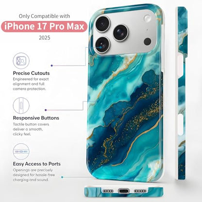 Case Compatible with iPhone 17 Pro Max, 2025 Anti-Yellow Ultra Transparent Soft TPU Phone Case, Shockproof Anti-Slip Slim Lightweight Full Coverage Protective (Marble Pattern 2) - color: Marble pattern 2