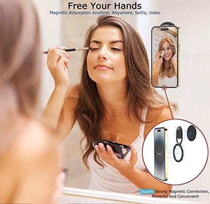 Doflyesky Magnetic Phone Ring Holder for iPhone, Double Adjustable Gym Phone Grip Holder and Stand Removable for Magsafe Case, iPhone 17/16/15/Pro Max Plus SE - color: Black