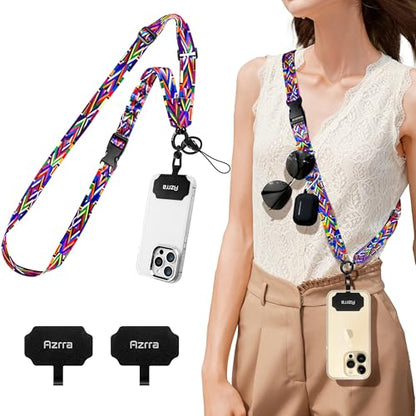 Azrra Phone Lanyard Crossbody, Phone Strap Crossbody with 2 Tether Tabs - color: Colorful