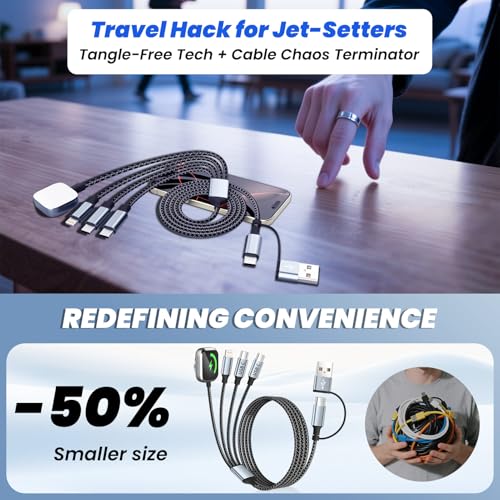 MPATIBY Travel Vacation Essentials 4 in 2 Dual Type C Multi Charging Cable