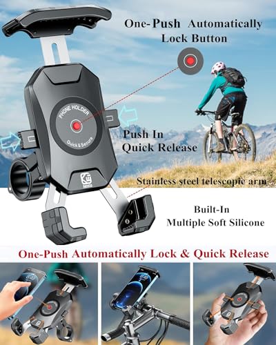 BRCOVAN Bike Motorcycle Phone Mount Holder, 1s Locking - size: 4'' - 7''