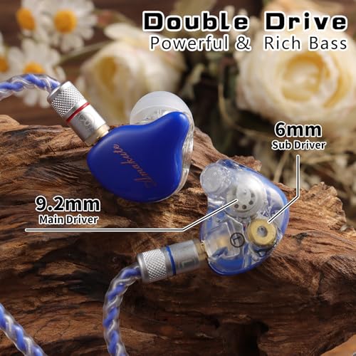 DEMAKE in-Ear Monitor with Detachable Silver-Plated,no mic - color: Blue Splicing, size: No Mic