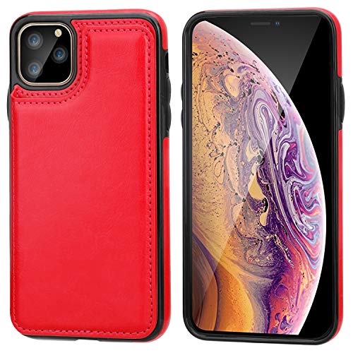 ONETOP for iPhone 11 Pro Max Wallet Case with Credit Card Holder,Red - color: Red