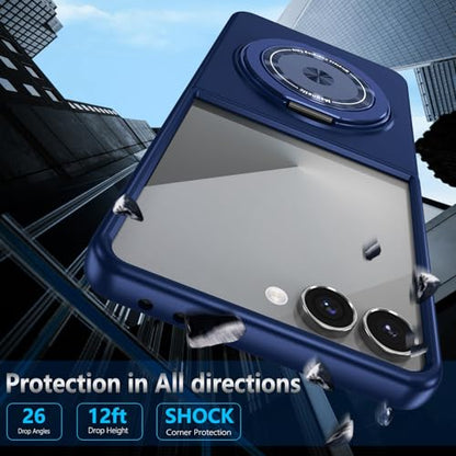 Magnetic Case for Samsung Galaxy Z Flip 7, [Compatible with MagSafe] Military Grade Shockproof Slim fit Samsung Z Flip 7 Phone Case with Magnetic Ring Kickstand, Blue - color: Blue, size: Samsung Galaxy Z Flip 7