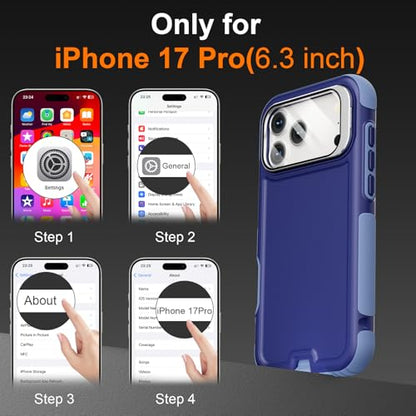 Follaroma Magnetic for iPhone 17 Pro Case with Camera Stand, Blue-Purple | Built-in Glass Camera Cover,Compatible with MagSafe,Heavy Duty Shockproof Protective,Military-Grade Anti-DropDual Layer Cover - color: Blue-Purple, size: iPhone 17 Pro 6.3''