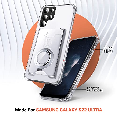 Shields Up for Samsung Galaxy S22 Ultra Case with Card Holder Stand, Clear - color: Clear, size: Galaxy S22 Ultra
