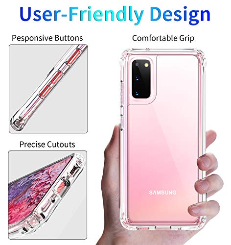 for Samsung Galaxy S20 Clear Case Anti-Yellowing TPU & PC Back Cover with Camera Protection, Wireless Charging Compatible