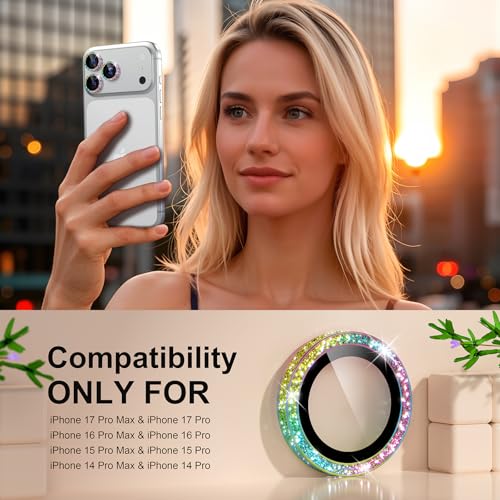 iPhone 17/16/15/14 Pro Max/Pro Camera Lens Protector Glitter - color: Glitter Colorful