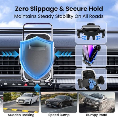 Phone Holders Car Dashboard/Windshield/Vent 3-in-1 Strong Suction Cup Phone Mount for iPhone 17/16/15/14, Samsung Galaxy S25/S24/S23, Thick Case Friendly 360° Rotation Hands-Free Stand