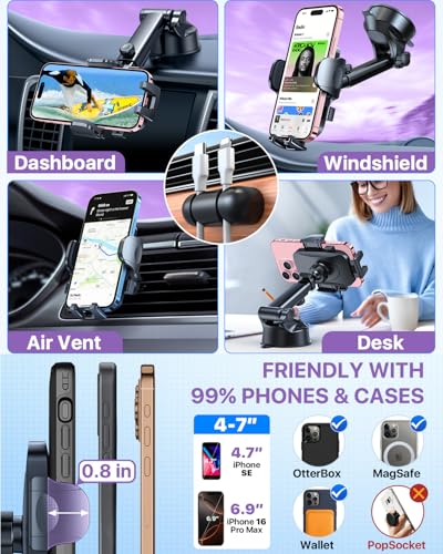 HTU 2026 Ultimate Best【True Military-Grade & Safety Cert】 Car Phone Holder - color: Purple