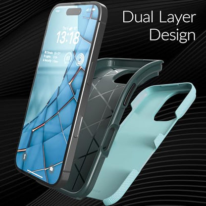 Crave Dual Guard Compatible with iPhone 16 Case, Compatible with MagSafe Shockproof Protection Dual Layer Case for Apple iPhone 16 (6.1") - Aqua - color: Aqua