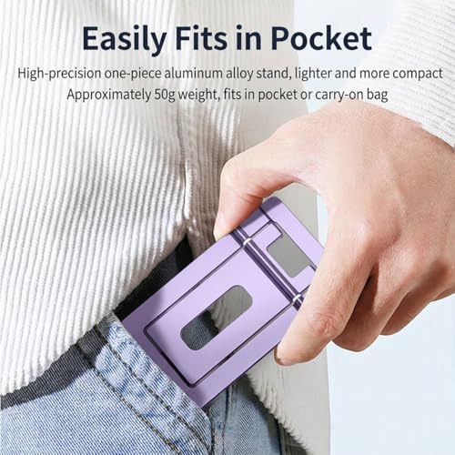 Cell Phone Stand for Desk Foldable Ultra Slim Aluminum,Purple - color: Purple