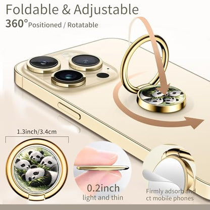 Cell Phone Ring Holder, Cute Phone Ring Grip Stand, 360°Rotation Funny Metal Kickstand Finger Grip Cute Pandas - color: Cute Pandas