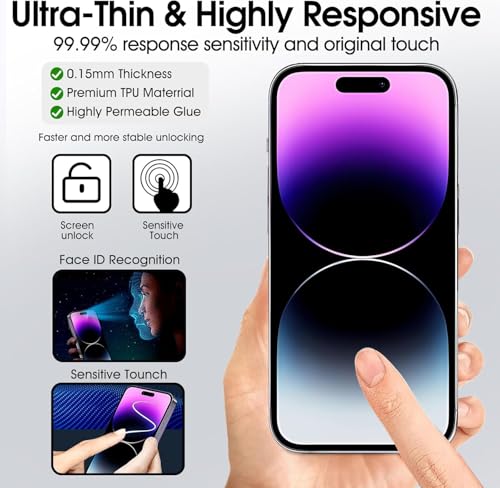 3 Pack TPU Screen Protector for iPhone 15 Pro, Self-Healing HD Clear Soft Flexible Hydrogel Film Compatible with iPhone 15 Pro 6.1" - Scratch-Resistant, Bubble Free, Easy Installation - size: iPhone 15 Pro