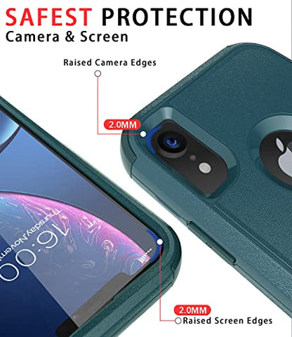 Diverbox for iPhone Xr Case [Shockproof] [Dropproof] [Dust-Proof],Heavy Duty Protection Phone Case Cover for Apple iPhone XR (Dark Green) - color: Dark Green-3in1