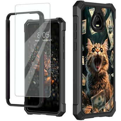 for Schok Volt Sv67q Sv67332 Case with Screen Protector, Military Grade Drop Protection, Dual Layer Hybrid Shockproof Protection TPU Phone Case for Schok Volt Sv67q, Excited Cat - color: Excited Cat