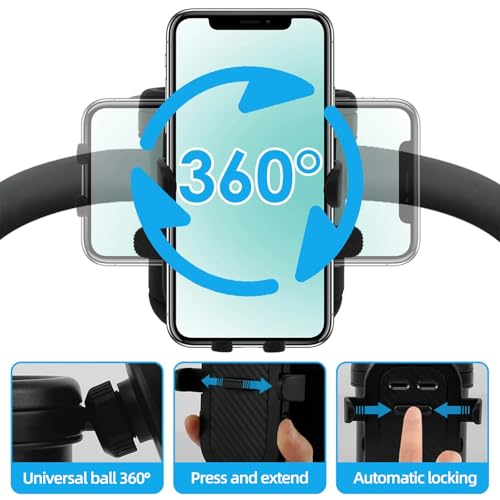 4-in-1 Universal Stroller Cup Holder with 360° Phone Mount - Adjustable Drink & Phone Holder for Strollers, Wheelchairs, Bikes, and Scooters 【Black】