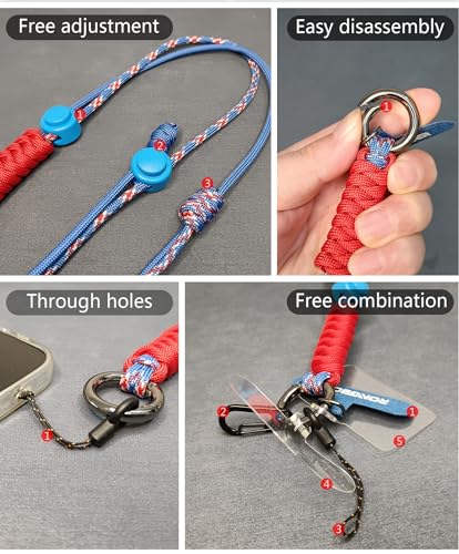 Phone Lanyard Crossbody, Anti Theft Phone Strap Adjustable Neck - color: Sky Blue
