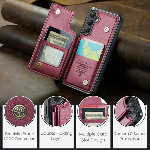 Kowauri for Samsung Galaxy S26 Case, PU Leather Wallet Case for Women Men with RFID Blocking Card Holder Slot Magnetic Closure Shockproof Protective Phone Cover for Samsung Galaxy S26 (Red) - color: Red