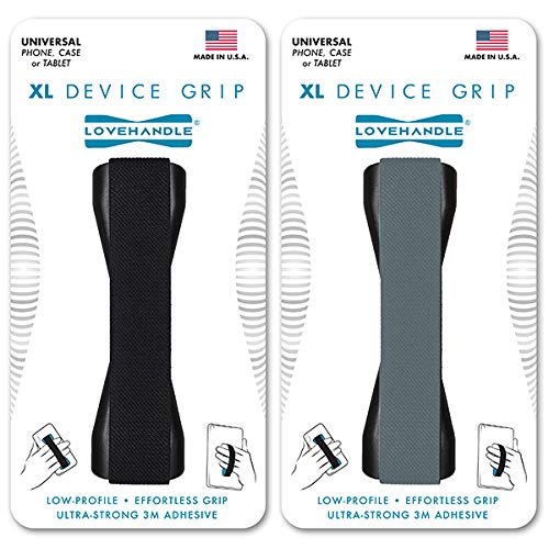 LOVEHANDLE XL Phone + Tablet Grip 2-Pack - Black and Space Gray