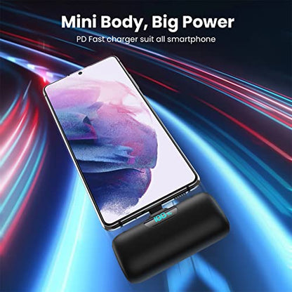 [2-Pack] Mini Portable Charger 5000mAh Power Bank,3A PD USB C Cell Phone Portable Power, LCD Display Battery Pack Compatible with iPhone 17/17 Air/16/16 pro/15/15 pro Max/Android/Samsung/Moto/LG etc - color: Black+Black