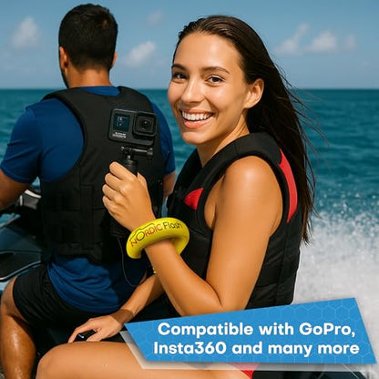 Waterproof Phone & Camera Float Wrist Strap for Underwater | Waterproof Float Strap Compatible with GoPro Hero 13, Insta360 X4, DJI Action 5 Pro, iPhone, OM System TG-7 & Kodak WPZ2 - color: Yellow Burst