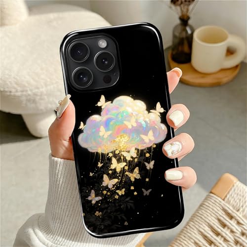 Case for iPhone 15 Pro Max, Shockproof Hybrid Protective Phone Case, Dual-Layer Drop Protection Anti-Scratch, Butterfly Cloud - color: Butterfly Cloud, size: iPhone 15 Pro Max