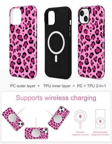 Jusy Magnetic Cheetah Phone Case for iPhone 16 Pro Max,Purple Leopard | Compatible with MagSafe,Cute Aesthetic Tortoise Shell Design,TPU and PC Protective Shockproof Cover - color: Purple Leopard