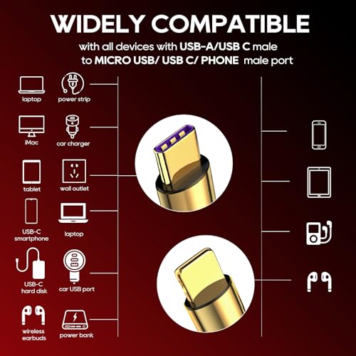 UCEC 5 in 1 Multi Charging Cable 6FT USB C/USB A to Phone/Type C/Micro USB