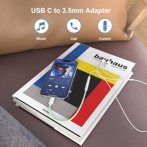 [Apple MFi Certified] USB C to 3.5mm Headphone Adapter for iPhone 17 16 iPad - color: Green