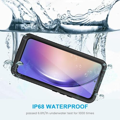 Lanhiem for Samsung Galaxy A54 5G Phone Case, IP68 Waterproof Dustproof, [Built-in Screen Protector] Full Body Protective Phone Case for Samsung Galaxy A54, Black/Clear - color: Black/Clear